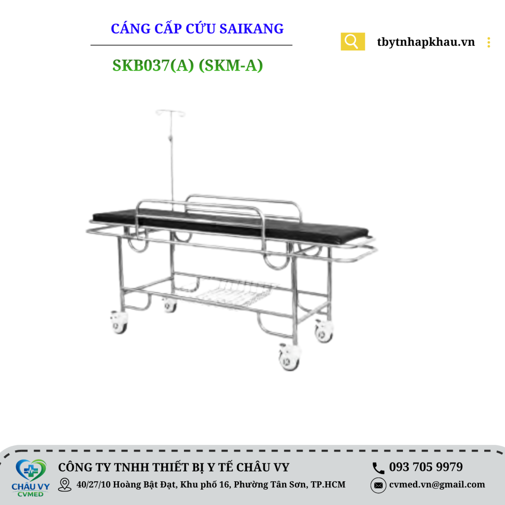 BĂNG CA VẬN CHUYỂN BỆNH NHÂN INOX SAIKANG MODEL: SKB037(A) (SKM-A)